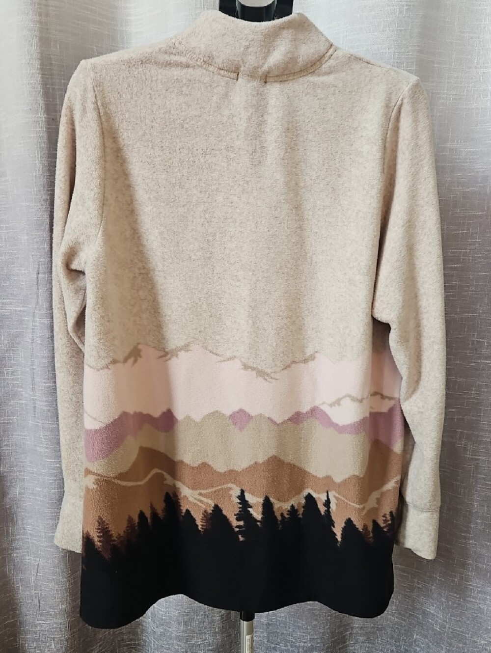 Cuddl Duds Cream, Pink and Black Scenic Button-Front Cardigan - Picture 2 of 9